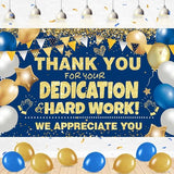 We Appreciate You Banner Thank You Banner Decorations Thank You for All You Do Backdrop for Teacher Employee Staff Doctors Nurse Poaster Volunteer Appreciation Week Party Decor - Blue Gold