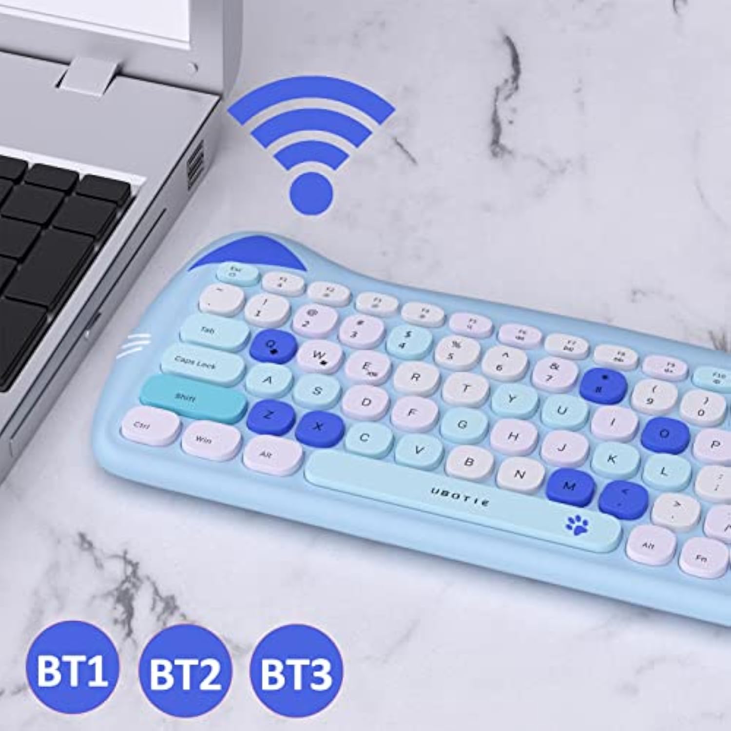 Bluetooth Wireless Keyboards, Colorful Cute Cat Deisgn Office Keyboards, Porta
