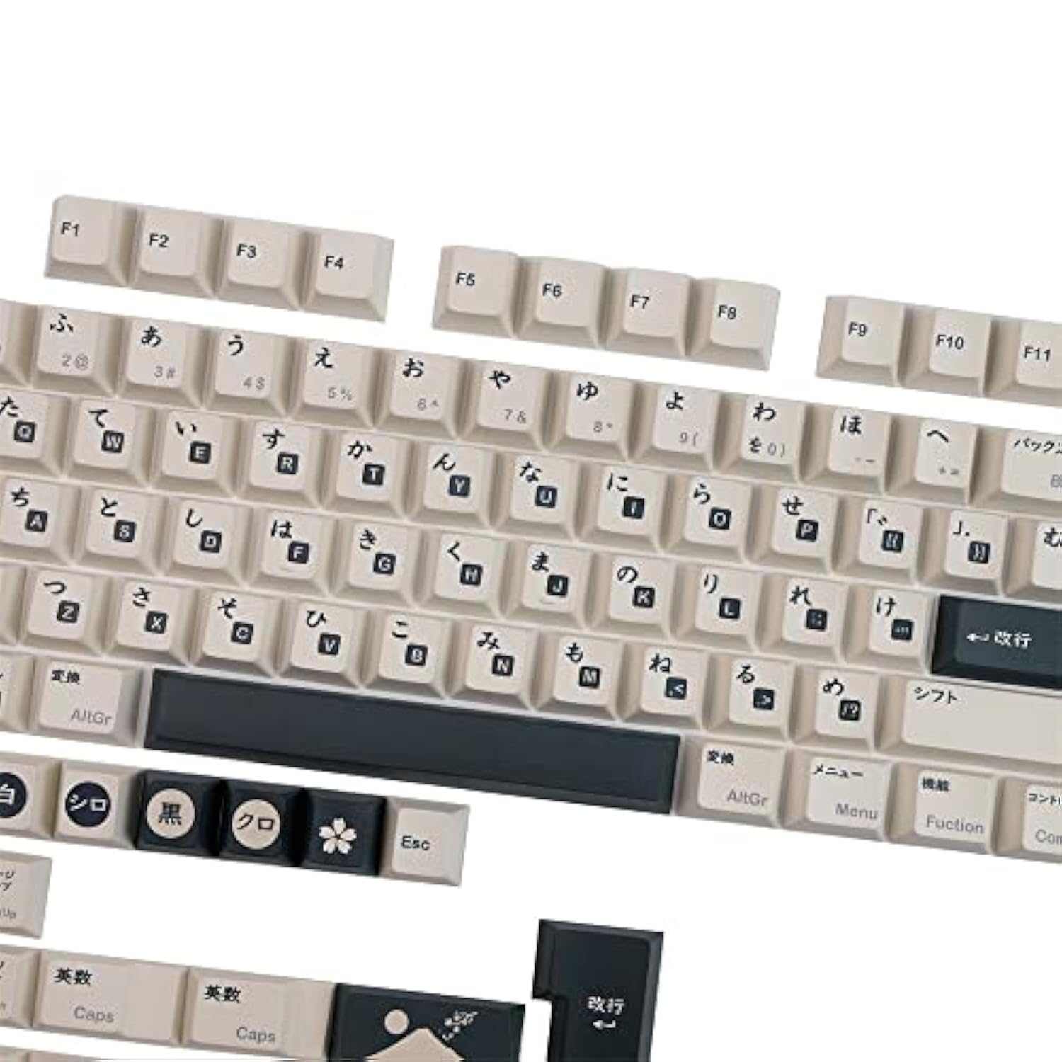 Black White Japanese Pbt Keycap Cherry Profile Dye Sublimation Mechanical Keyb