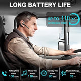 Bluetooth Headset V5.1,Wireless Bluetooth Earpiece with CVC8.0 Dual Mic Noise Cancelling,500mAh Battery for 110H Work Time,Handsfree Earphones for