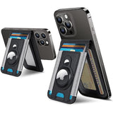 3-In-1 Magsafe Wallet With Airtag Holder, Upgrade Magsafe Wallet Stand, Open Id Window, Magnetic Wallet For 15/14/13/12 Series, Magsafe Airtag Wallet, Rfid Blocking, Black