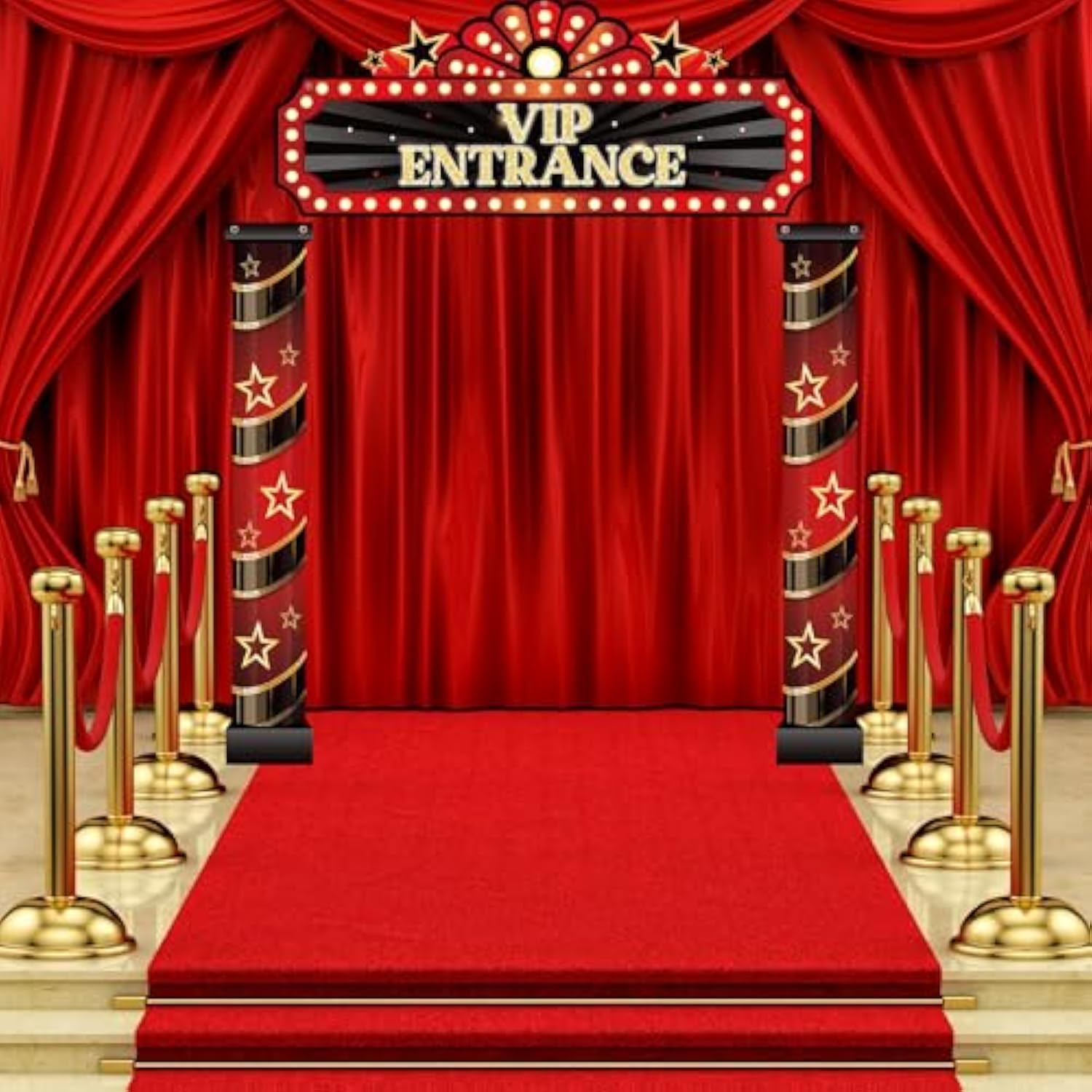 3 Pcs Casino Movie Night Porch Sign Banner Movie Casino Theme Party Decorations Vip Door Entrance Banner Movie Theater Welcome Porch Sign Red Carpet Party Decoration(Movie Night)