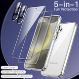 JETech 5 in 1 Case for Samsung Galaxy S24+ / S24 Plus 5G with 2-Pack Each Tempered Glass Screen Protector and Camera Lens Protector, Non-Yellowing Shockproof Bumper Phone Cover (Clear)