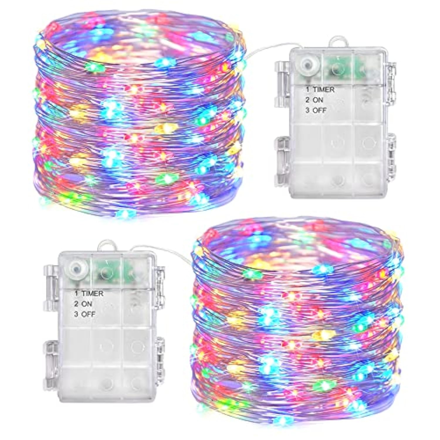 Fairy Lights Battery Operated String Lights 2 Pack 100 Led Waterproof Copper Wire Twinkle Christmas Light With Timer Out