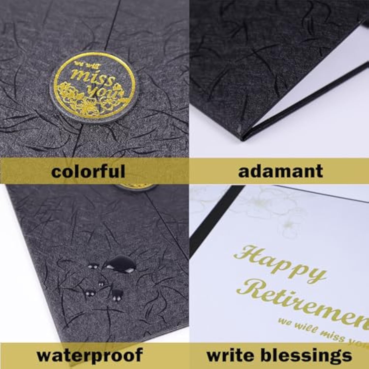 Large Retirement Card For Men Women, Black Gold Retirement Party Decorations, Happy Farewell Guest Book Alternative, Jumbo Greeting Card Retirements Gifts Signature Board Book For Party Supplies