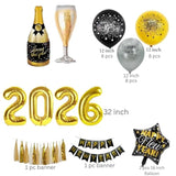2026 New Year Balloon & Tassel Kit Gold Banner & Silver Latex Decor