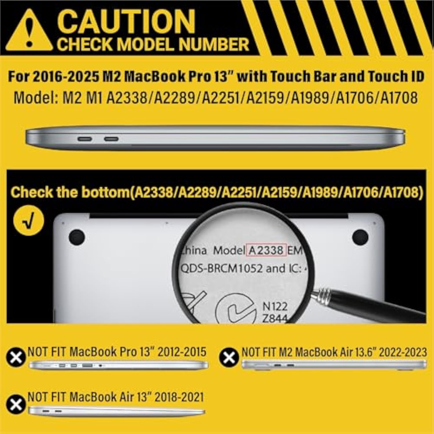 IBENZER Compatible with 2025 2024 M2 MacBook Pro 13 Inch Case 2025-2016 M1 A2338 A2289 A2251 A2159 A1989 A1706 A1708, Hard Shell Case & Keyboard Cover for Mac Pro 13, Crystal Clear, T13CYCL+1A