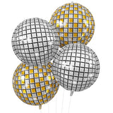 Disco Ball Balloons Gold Silver 4PC,Foil Disco Balloons 22 Inch