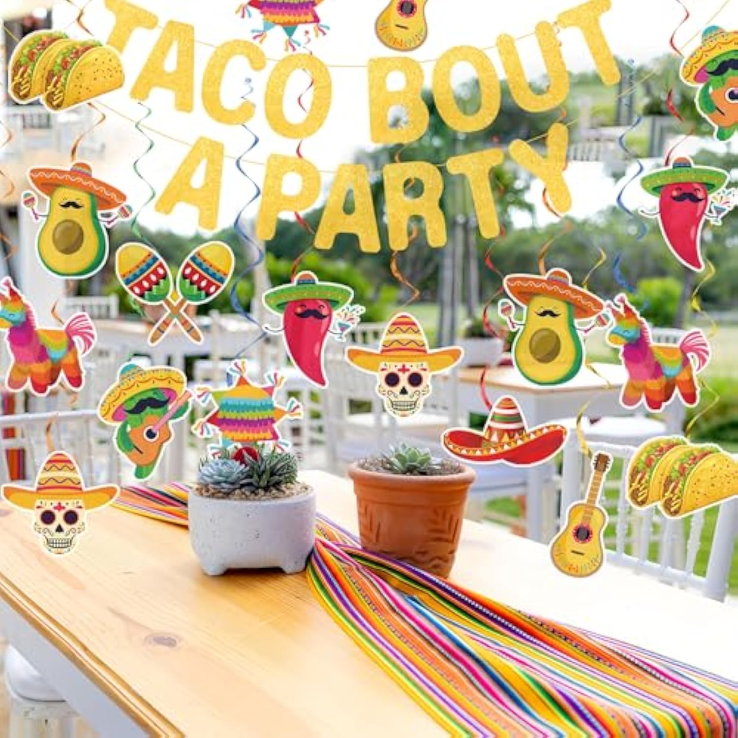 Mexican Taco Bout A Party Decoration Taco Bout A Party Banner Mexican Fiesta Ceiling Hanging Swirls For Fiesta Birthday Cinco De Mayo Decoration