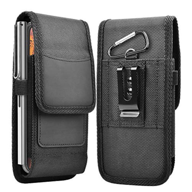 Phone Holster For Samsung Galaxy S25 Ultra S24 Plus S23 S22 S21 Fe S20 Note 20 A35 A16 A23 A15 A51 A71, Moto G Stylus 5G Nylon Cell Phone Belt Clip Holster Carrying Pouch W Card Holder,Black