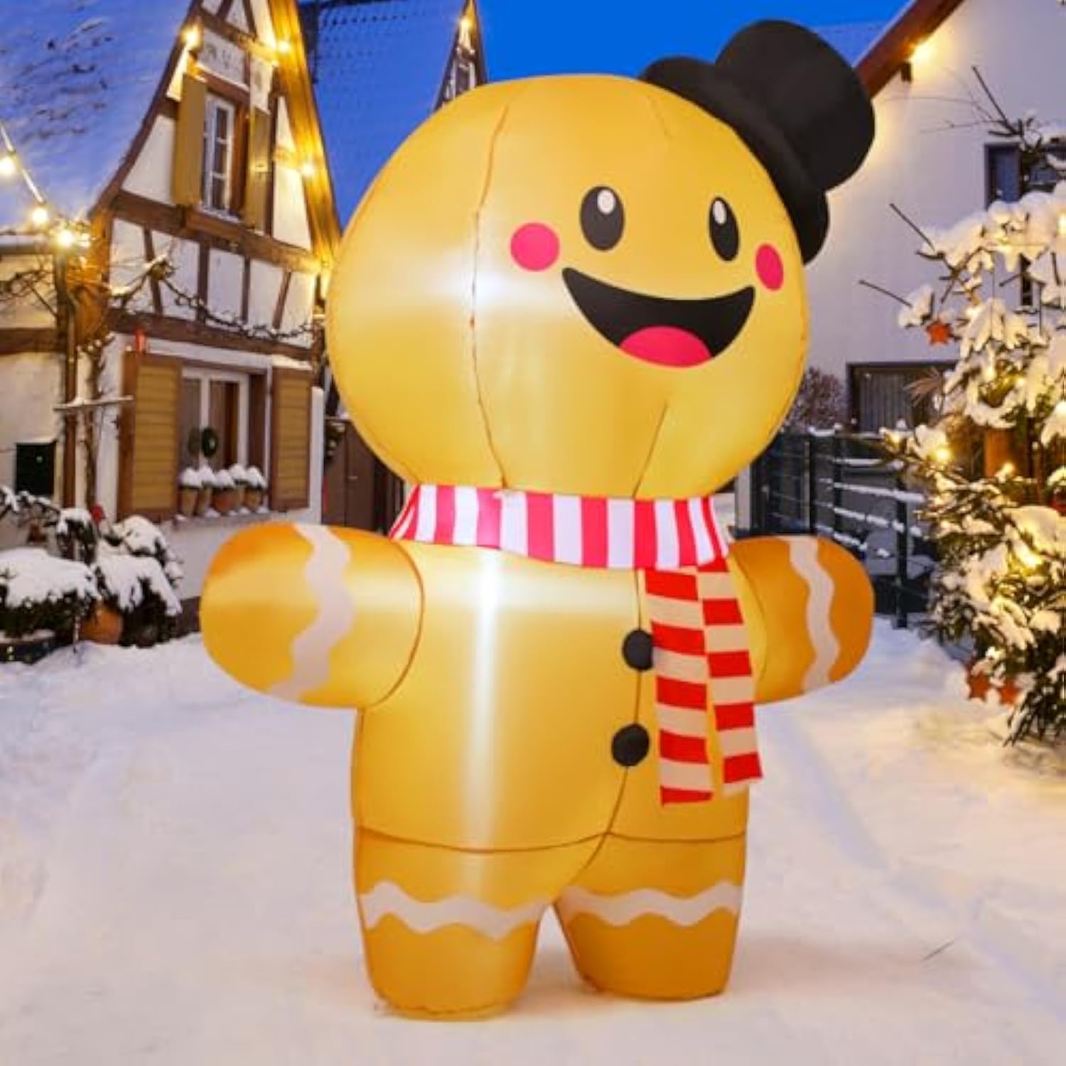 6.2 Ft Christmas Inflatables Gingerbread Man Outdoor Decorations Blow Up Yard Gingerbread Inflatable With Built-In Leds