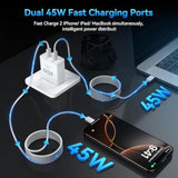 Iphone 16 Pro Max Charger Fast Charging, 45W Dual Usb C Fast Charger Block With 10Ft Usbc Charging Cable Cord For Iphone 16/16 Pro/16 Pro Max/16 Plus/15/15 Pro Max/15Pro/Plus/S25