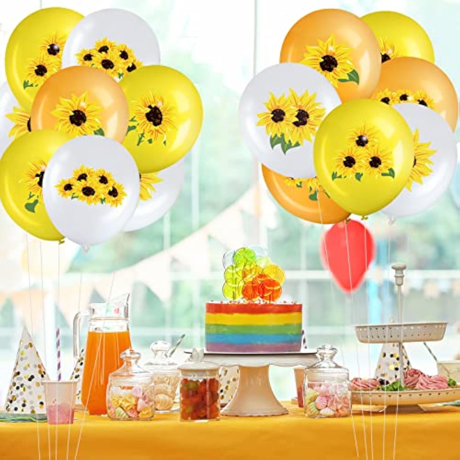 45 Pieces Sunflower Balloons Decorations 12 Inch Sunflower Yellow White Balloons For Summer Honeybee Themed Party Baby Shower Birthday Wedding Party Decorations Supplies