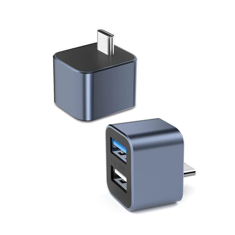 2-In-1 Usb-C To Usb-A Otg Adapter,Usb-C Male To Dual Usb-A Female Otg Adapter,