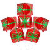6 Pcs Red Green Present Box Balloons for Christmas, New Year, and Birthday Parties