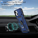 For Iphone 15 Plus Case, Slide Lens Cover, Hd Screen Protector, Military Grade Drop Protection, Magnetic Rotated Ring Holder Kickstand Protective Phone Case (Navy Blue)