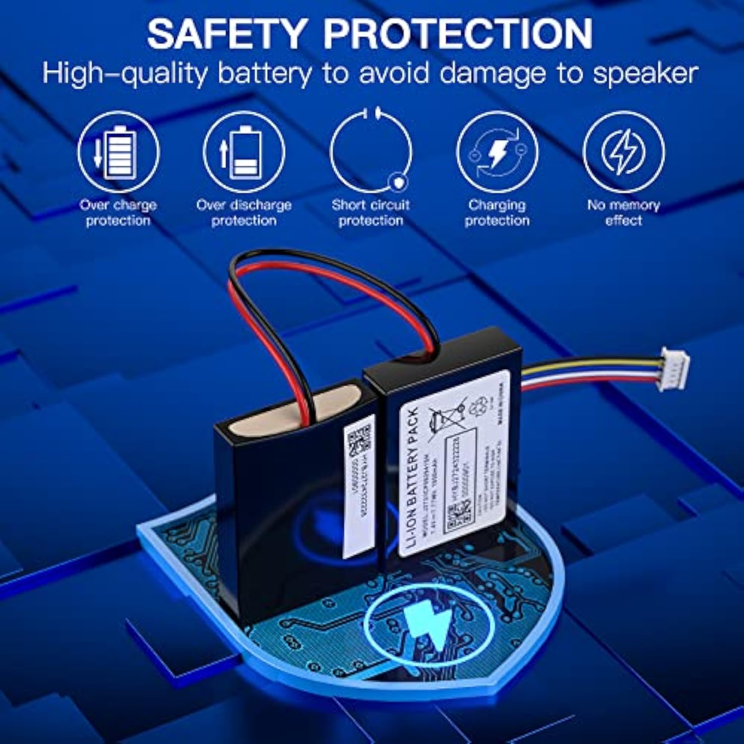 Battery For Beats Pill 2.0 Speaker 1050Mah Li-Ion 7.4 V Replacement Battery For Beats Pill 2.0 J272/Icp092941Sh Wireless Portable Bluetooth Speaker