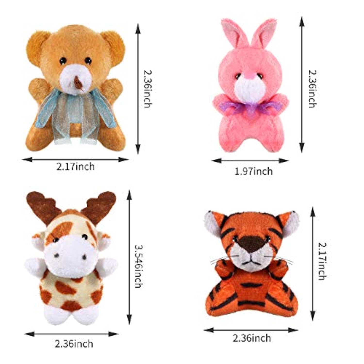 32 Pcs Mini Animal Plush Toy Assortment Cute Small Safari Stuffed Toys Small Animals Keychain Decoration Gift Carnival Prize Party Favor(Jungle Animals)