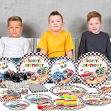 144Pcs Monster Truck Birthday Party Decorations Plates Napkins Disposable Truck Paper Cups Monster Truck Party Supplies Tableware Set For Kids Boys Birthday Decor Serve 24 Guests