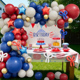 Patriotic Balloon Garland Kit – Red, White, Blue & Gold with Stars for Party Decor