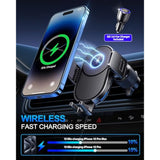 Wireless Car Charger, 15W Fast Charging Auto Clamping Car Phone Holder Wireless Charger Air Vent Car Phone Mount Fit For Iphone 15 14 13 12 Mini Pro Max 11 Xr Xs X, Samsung Galaxy S23 S22 S21+
