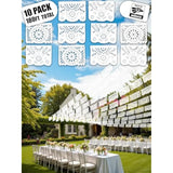 10 Pack White Papel Picado Banner 180 Ft (18 Ft X 10), 100% Made In Mexico, Papel Picado Blanco, White Mexican Banner, For Parties, Wedding, Baby Shower, Bautizos, Bodas, Birthdays | 10 Plastic Flags Per Banner |