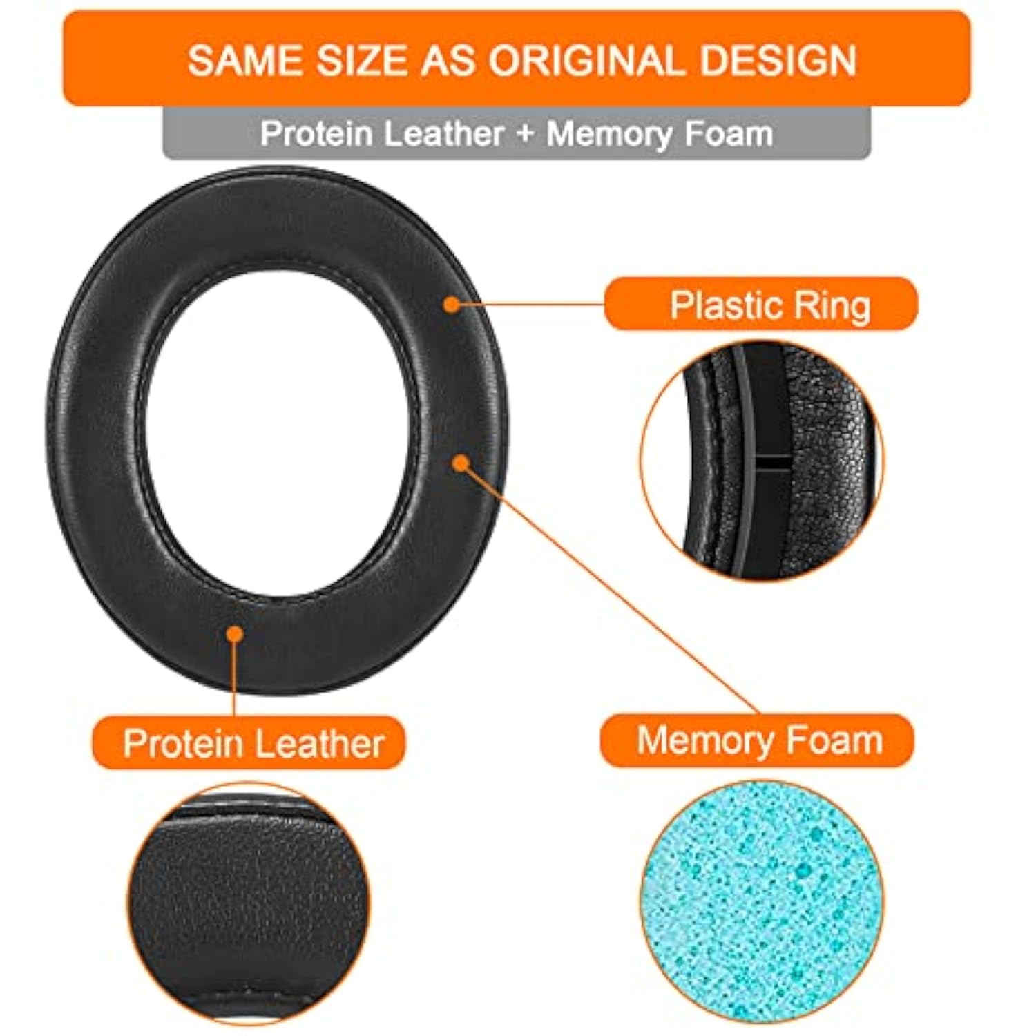 Hs60 Earpads, Gvoears Replacement Ear Pads Cushion For Corsair Hs70/Pro Hs60/Pro Hs50/Pro, Durable Leather Gaming Headset Noise Isolation Earpads (Black)