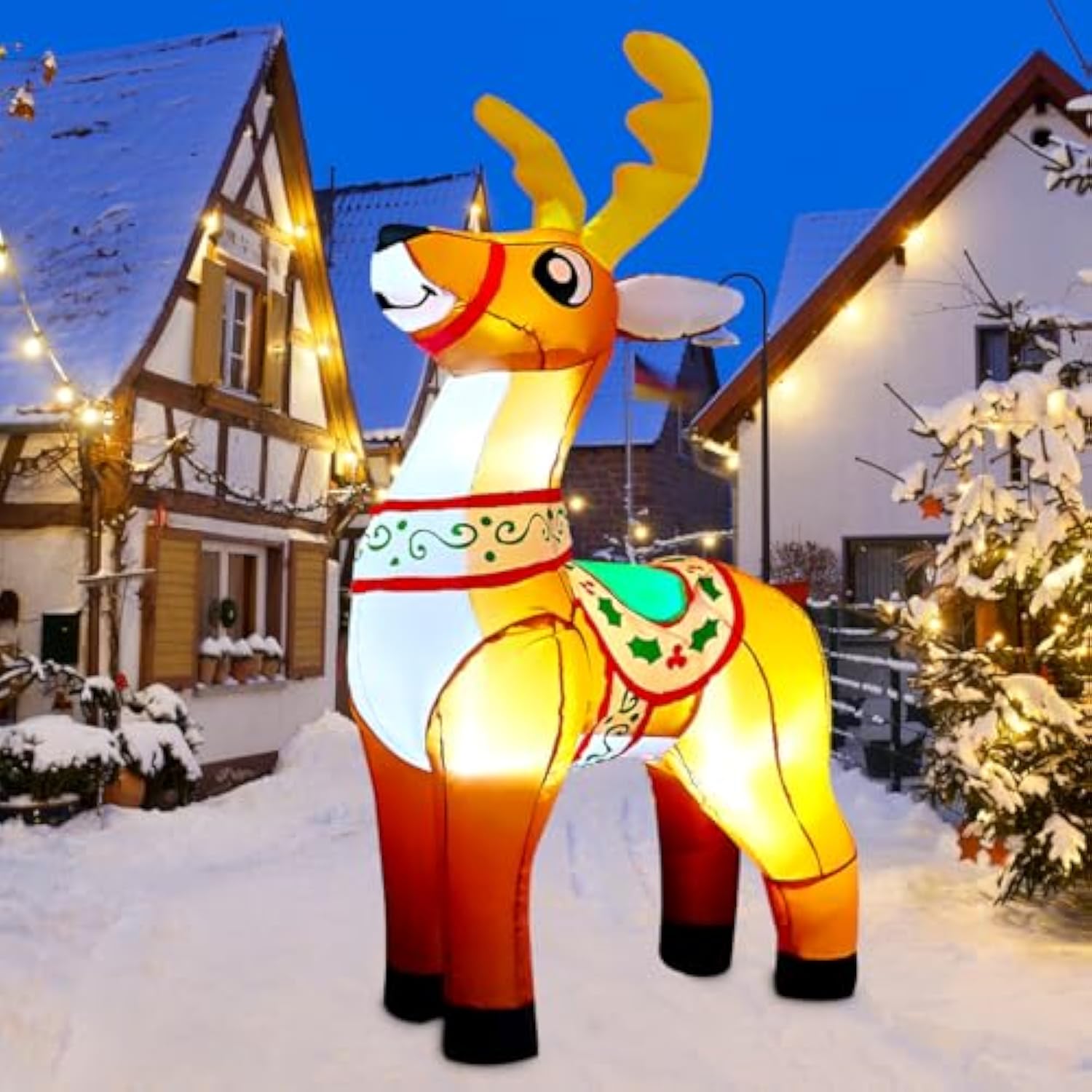 6 Ft Christmas Inflatables Reindeer Outdoor Decorations Blow Up Yard Cute Deer With Built-In Leds For Xmas Garden Lawn I