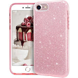 Compatible With Se 2022, Se 2020, 8, 7 Glitter Bling Sparkle Cute Girls Women Protective Case For 7/8/Se (Pink)