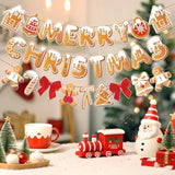 Gingerbread Christmas Decoration Merry Christmas Banner,3 Pcs Gingerbread Christmas Garland,Xmas Backdrop Cute Hanging Decor For Wall, Tree, Door, Yard, Home, Office, Indoor Outdoor.