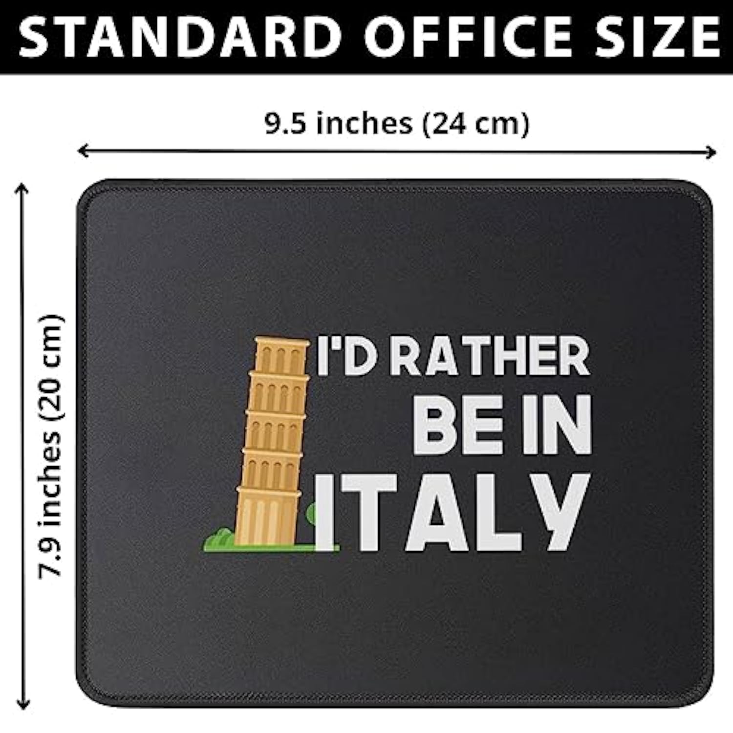 I'D Rather Be In Italy Mouse Pad - Funny Italian Gift Mouse Mat For Man, Woman - Long Distance Gift - Coworker Going Away Mousepad 9.5 Inch