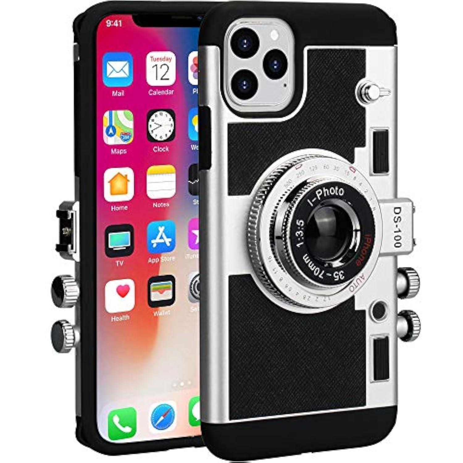 Emily In Paris Phone Case For 14 Pro Max Camera Case Vintage Cover Cute 3D Cool Unique Design Silicone Case With Removable Neck Strap Lanyard For Girls Women Black