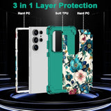 For Galaxy S24 Ultra Case,Three Layer Heavy Duty Shockproof Protection Hard Plastic+Soft Silicone Full Body Drop Protective Case For Samsung Galaxy S24 Ultra,All Green