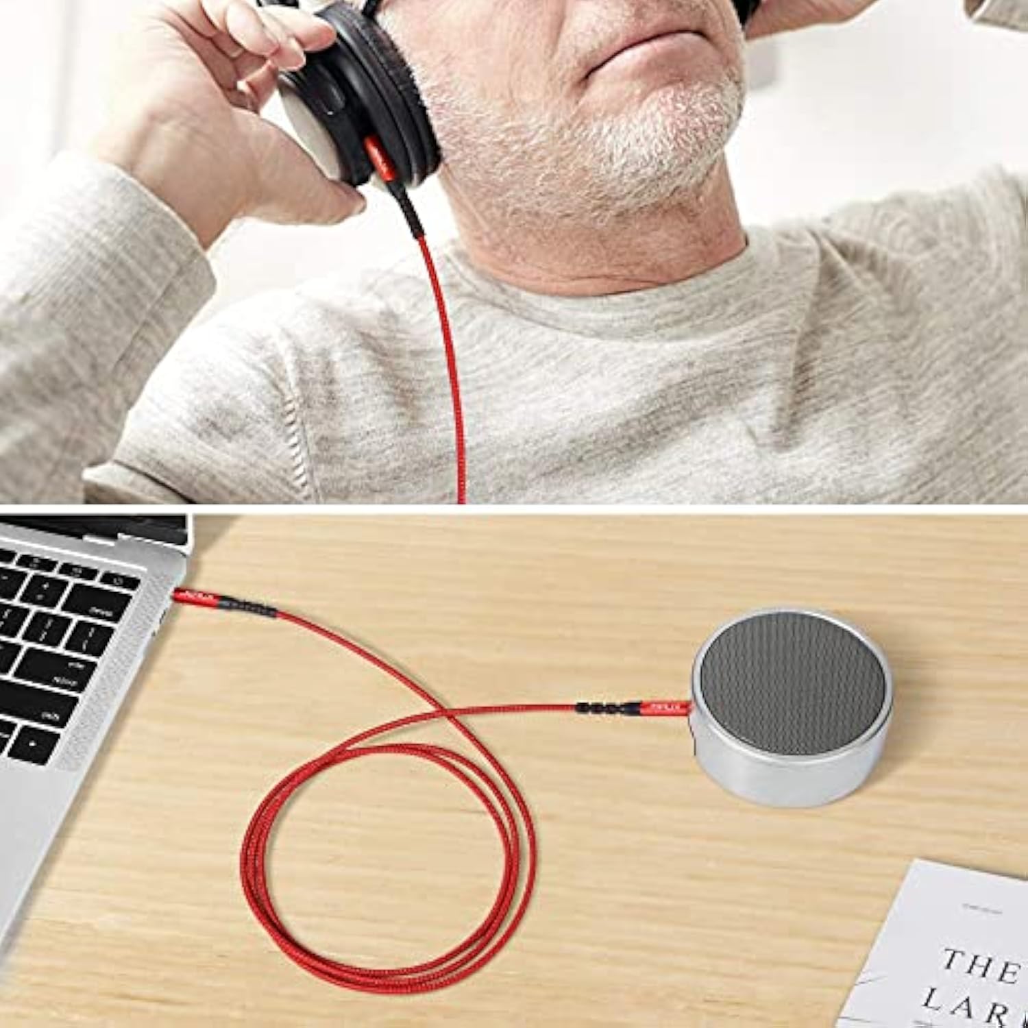 2 Pack Aux Cable, [4Ft/1.2M- Copper Shell, Hi-Fi Sound] 3.5Mm Trs Auxiliary Audio Cable Nylon Braided Aux Cord Compatible With Car/Home Stereos,Speaker,Headphones,Sony,Echo Dot,Beats - Red