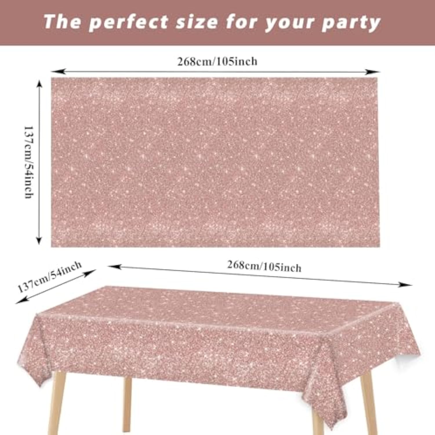 3pcs Pink Rose Gold Sequin Tablecloths Glitter Birthday Party Table Covers