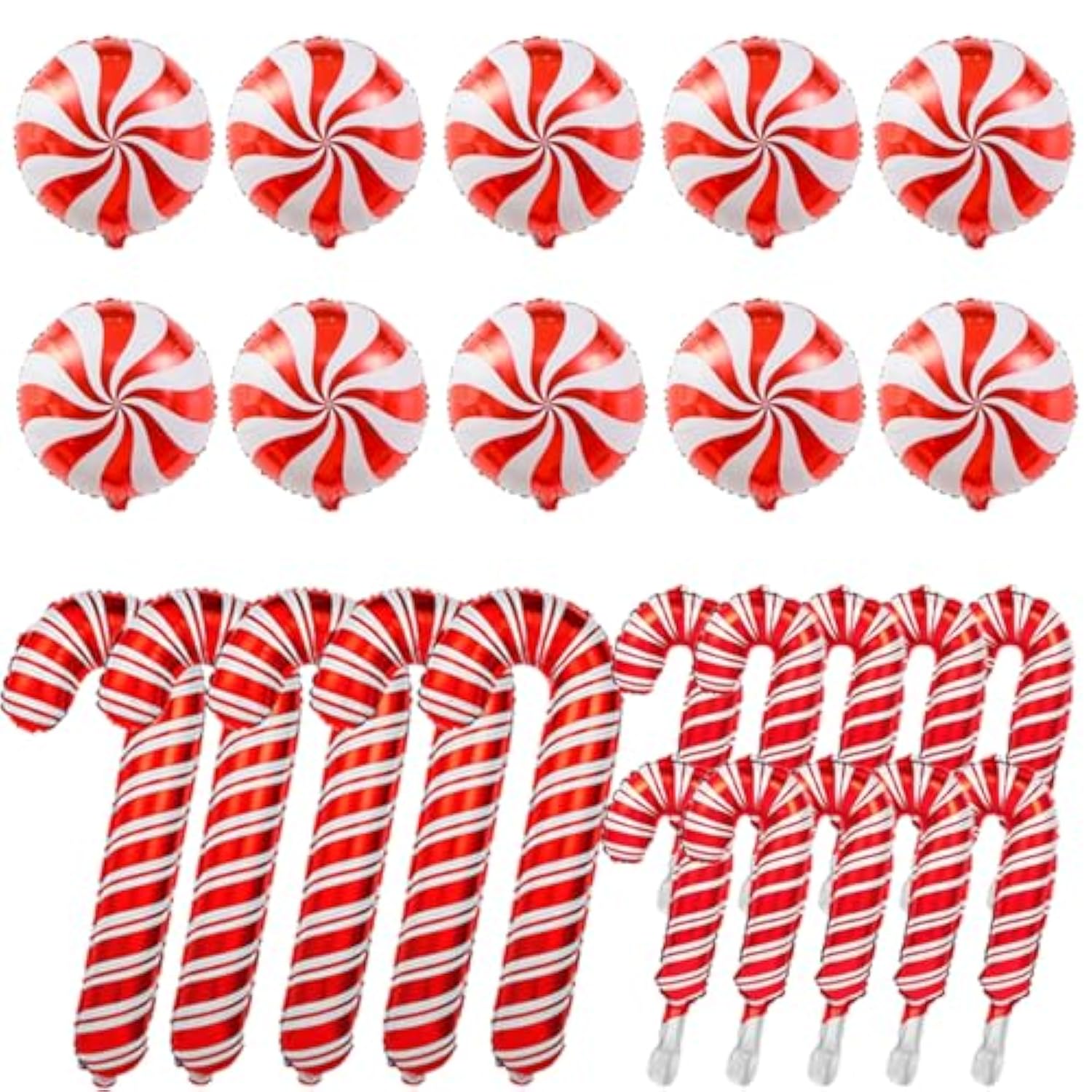 Red Candy Cane Foil Mylar Balloons for Christmas & New Year Party Decor