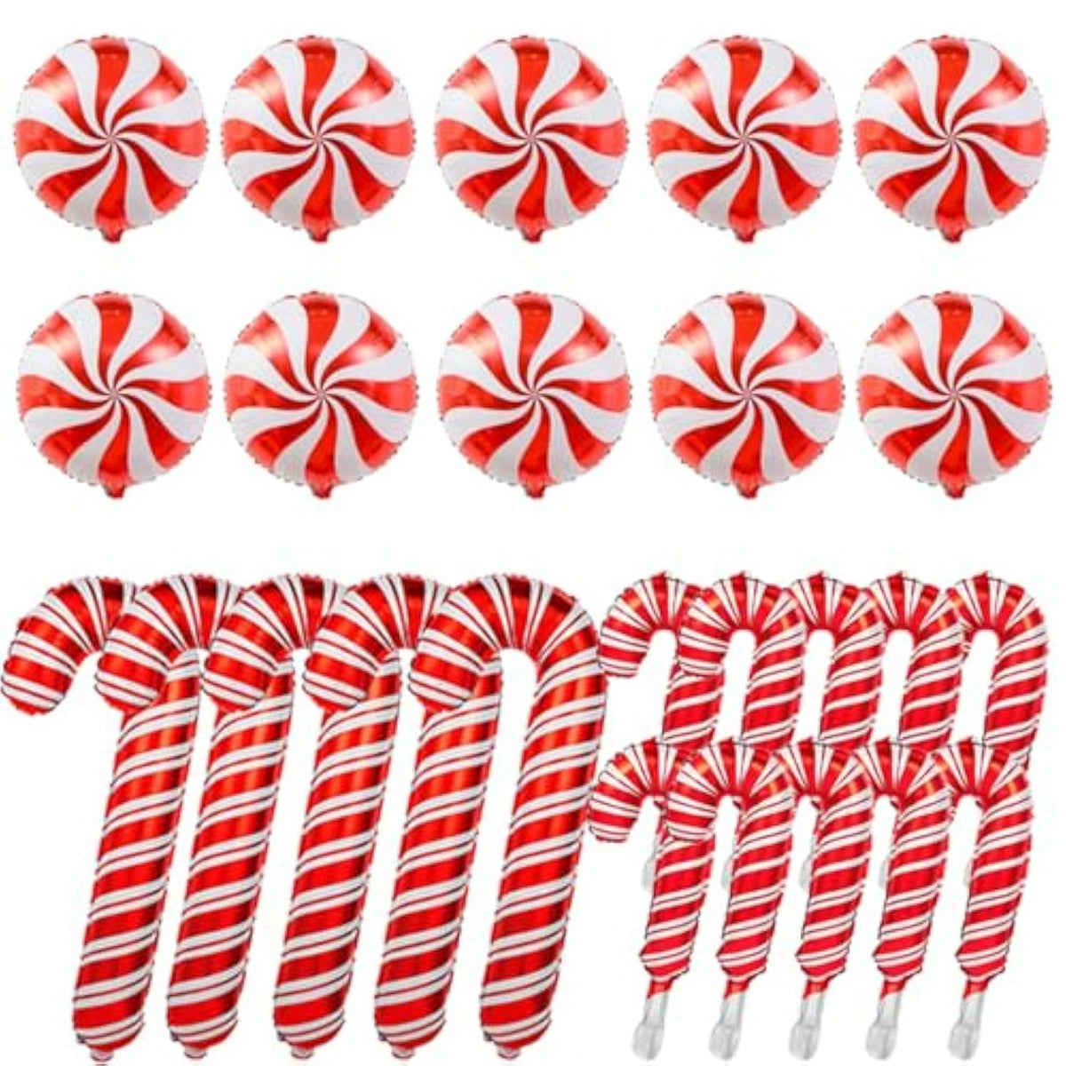 Red Candy Cane Foil Mylar Balloons for Christmas & New Year Party Decor