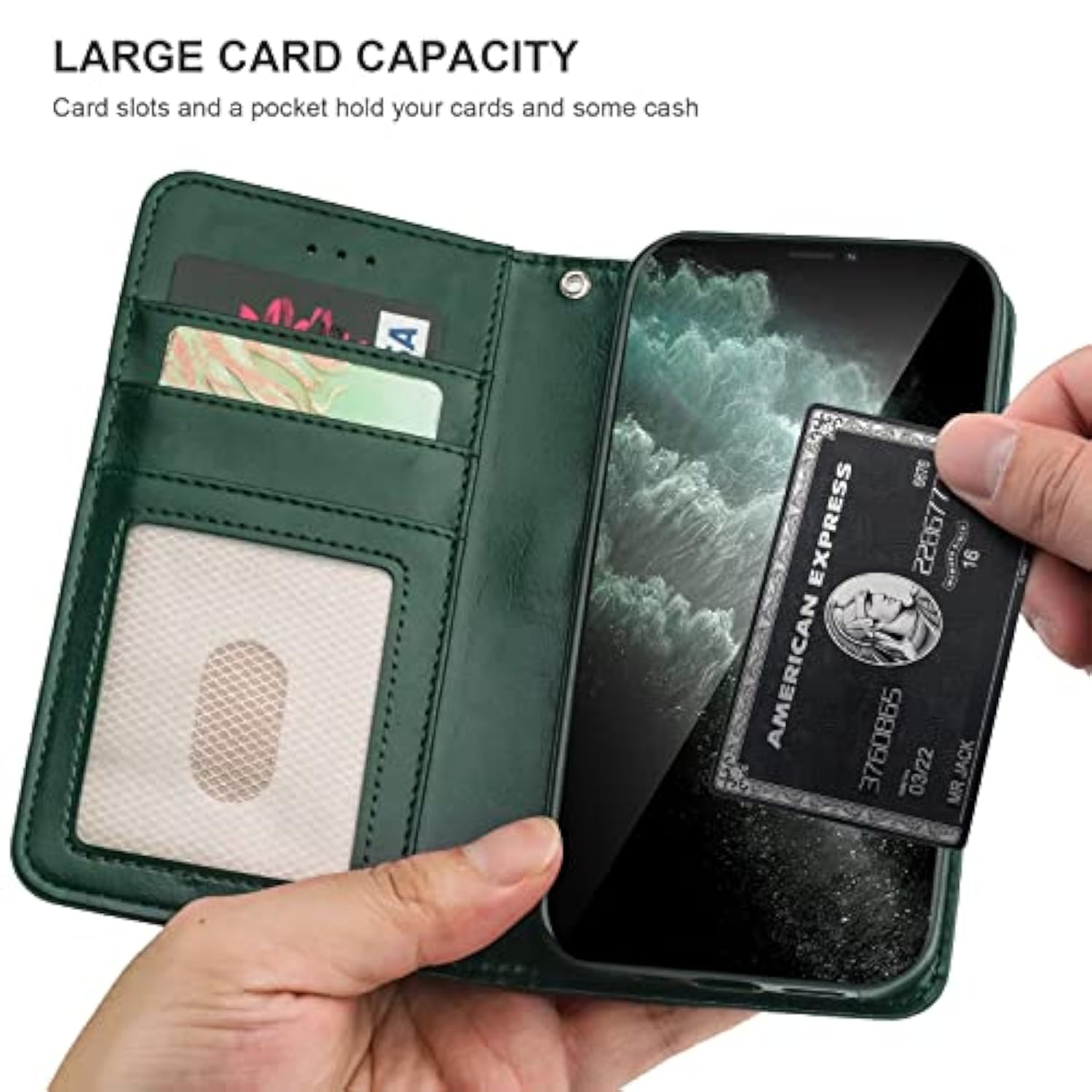 For Iphone 11 Wallet Case With Card Holder Pu Leather Magnetic Detachable Kickstand Shockproof Wrist Strap Removable Flip Cover For Iphone 11 6.1 Inch (Green)