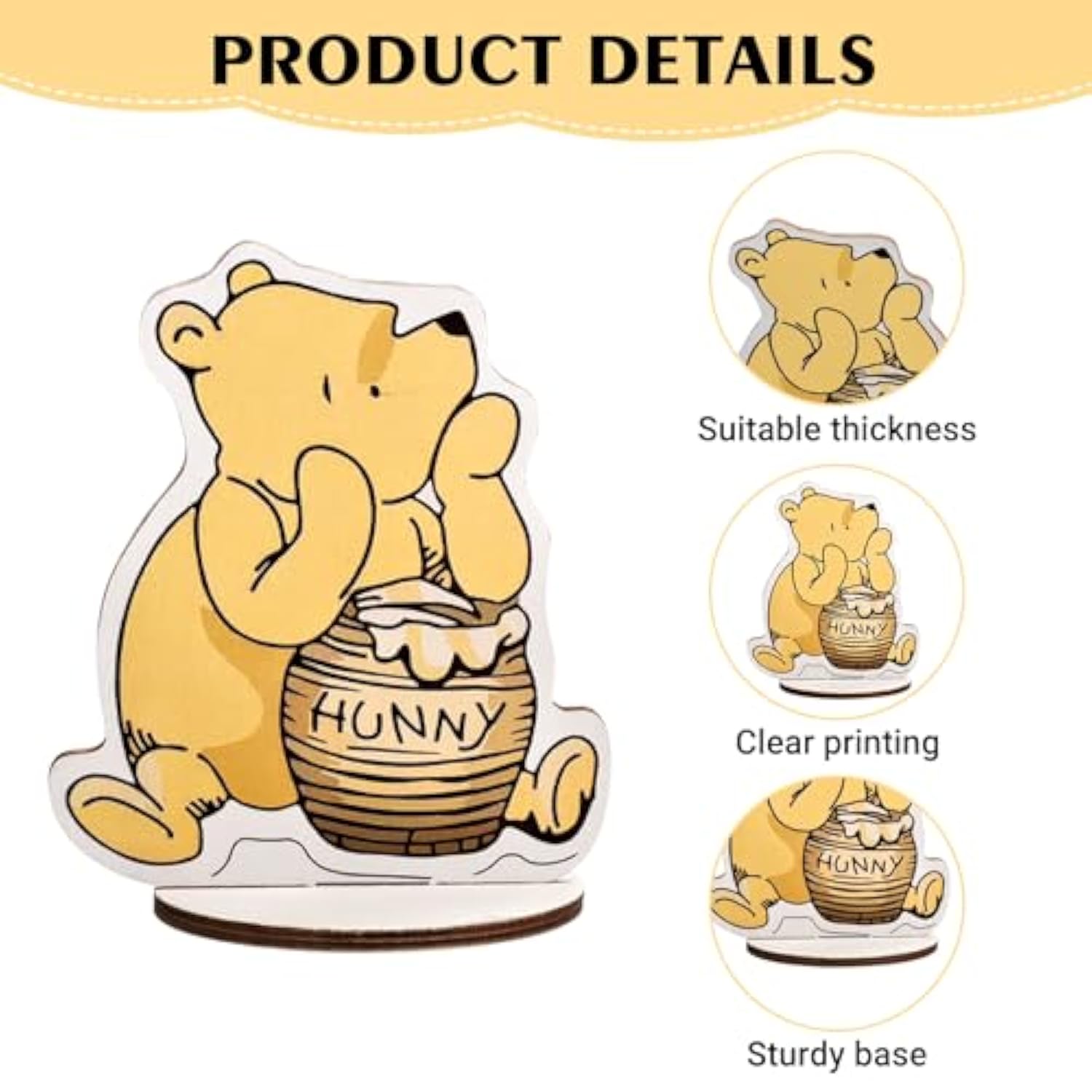 The Winnie Bear Wooden Table Centerpieces For Birthday Party/Baby Shower Decorations, Set Of 12
