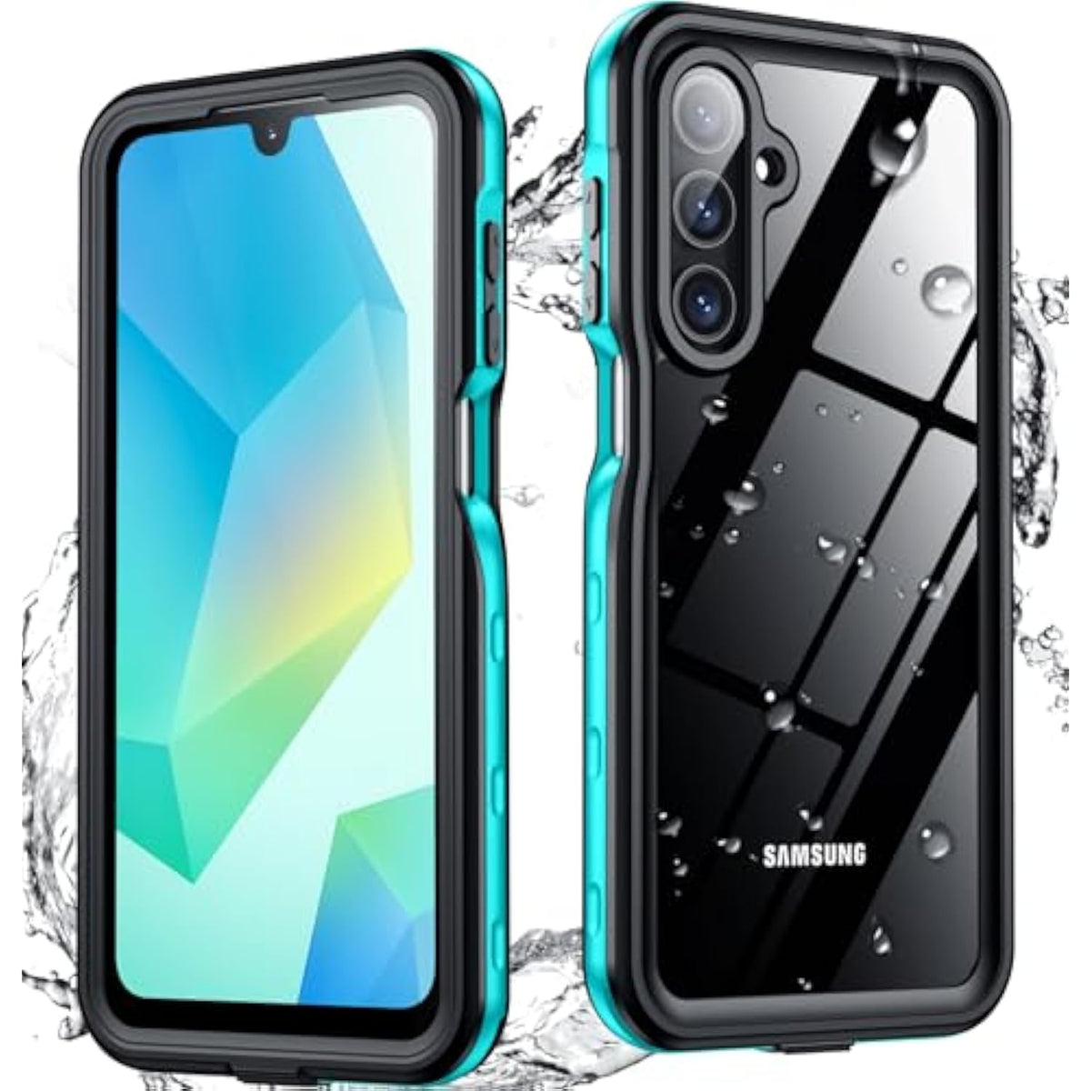 For Samsung Galaxy A16 5G Case Waterproof,Built-In Screen & Camera Lens Protector [Ip68 Underwater][12Ft Military Shockproof] Full Body Protection Cell Phone Sleeves,Teal/Clear