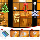 Christmas Decor Window Lights With Suction Cups, Battery Operated Indoor Hanging Lights, 4 Packs