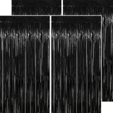 4-Pack Thick Black Tinsel Backdrop 3.2 x 8.2ft Foil Fringe Streamers