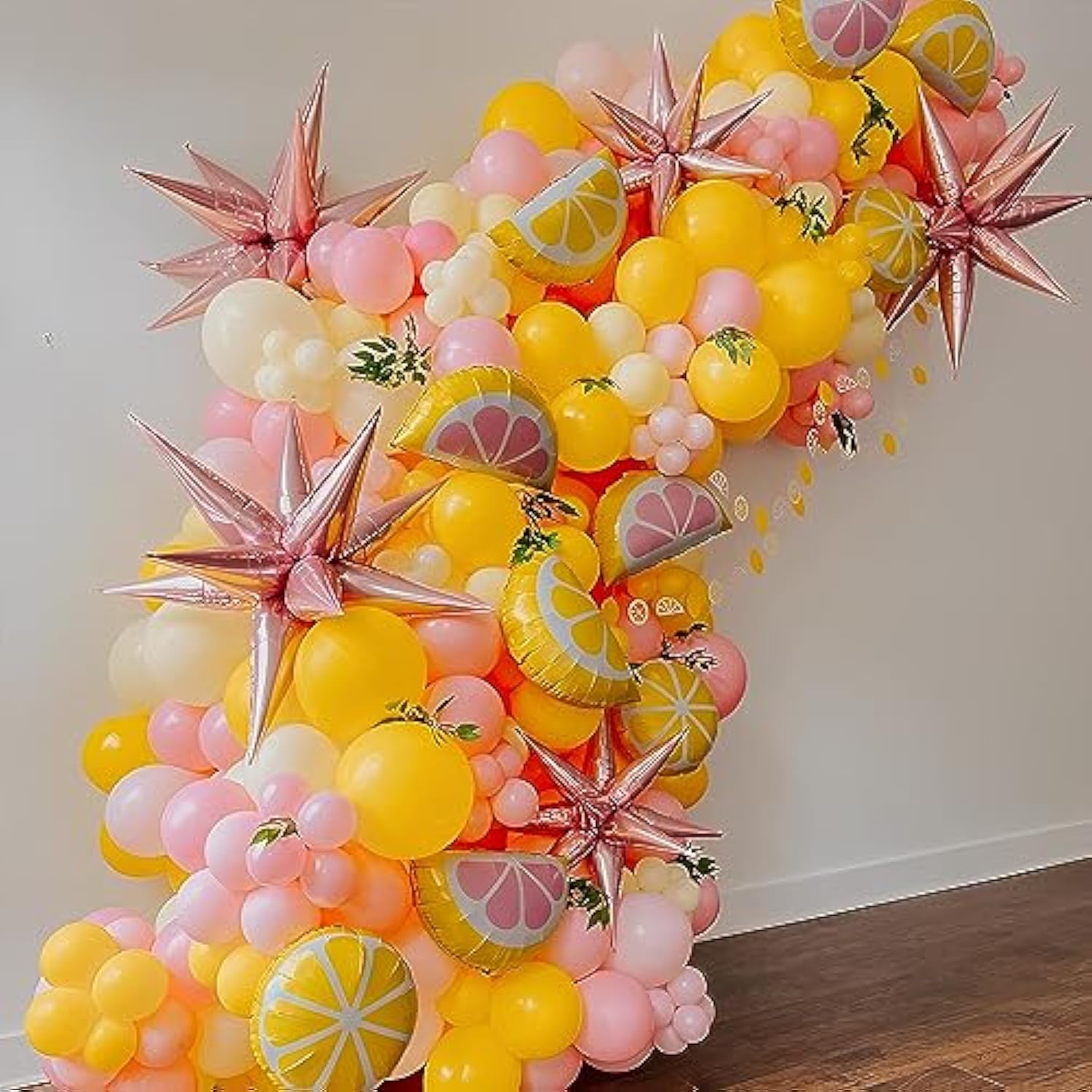 143Pcs Lemon Balloon Arch Garland Kit Pastel Yellow Pink Lemon Yellow Balloons For Lemonade Birthday Party Main Squeeze Sunflower Sunshine Baby Shower Honeybee Theme Party Decorations