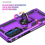 Motorola Moto Edge 2021 and Moto Edge 5G UW Phone Case with Metal Ring Kickstand and HD Screen Protectors, Purple