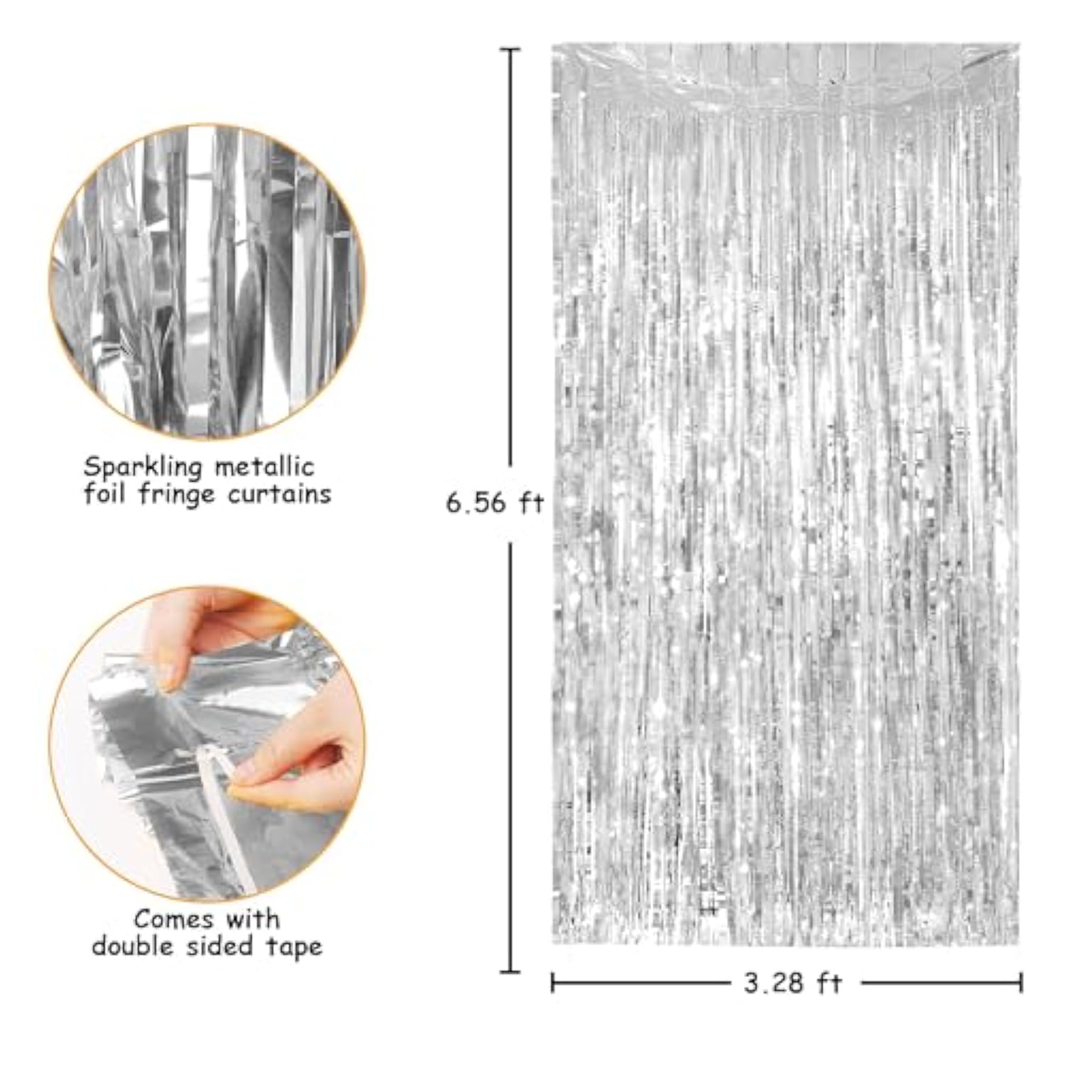 Streamer Party Decorations - 3.28 Ft X 6.56 Ft Metallic Foil Fringe Curtains Party Streamer Photo Backdrop For Birthday, Wedding, Baby Shower & Holiday Decor