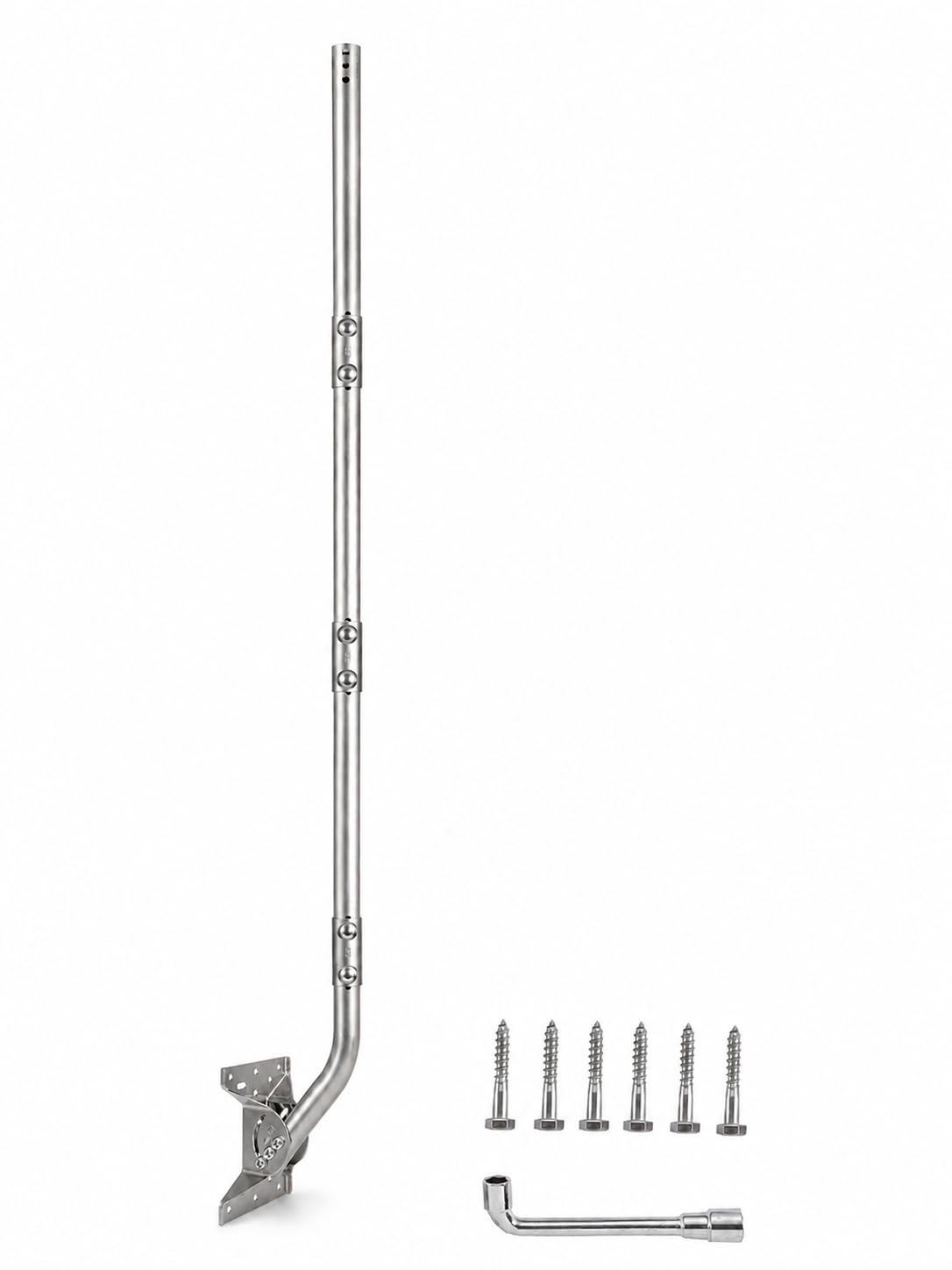 Stainless Steel Antenna Mount (1.5" x 68"), Heavy-Duty Adjustable J-Pole Mast for TV Antenna, Starlink, Satellite Dish, or Weather Station, Universal