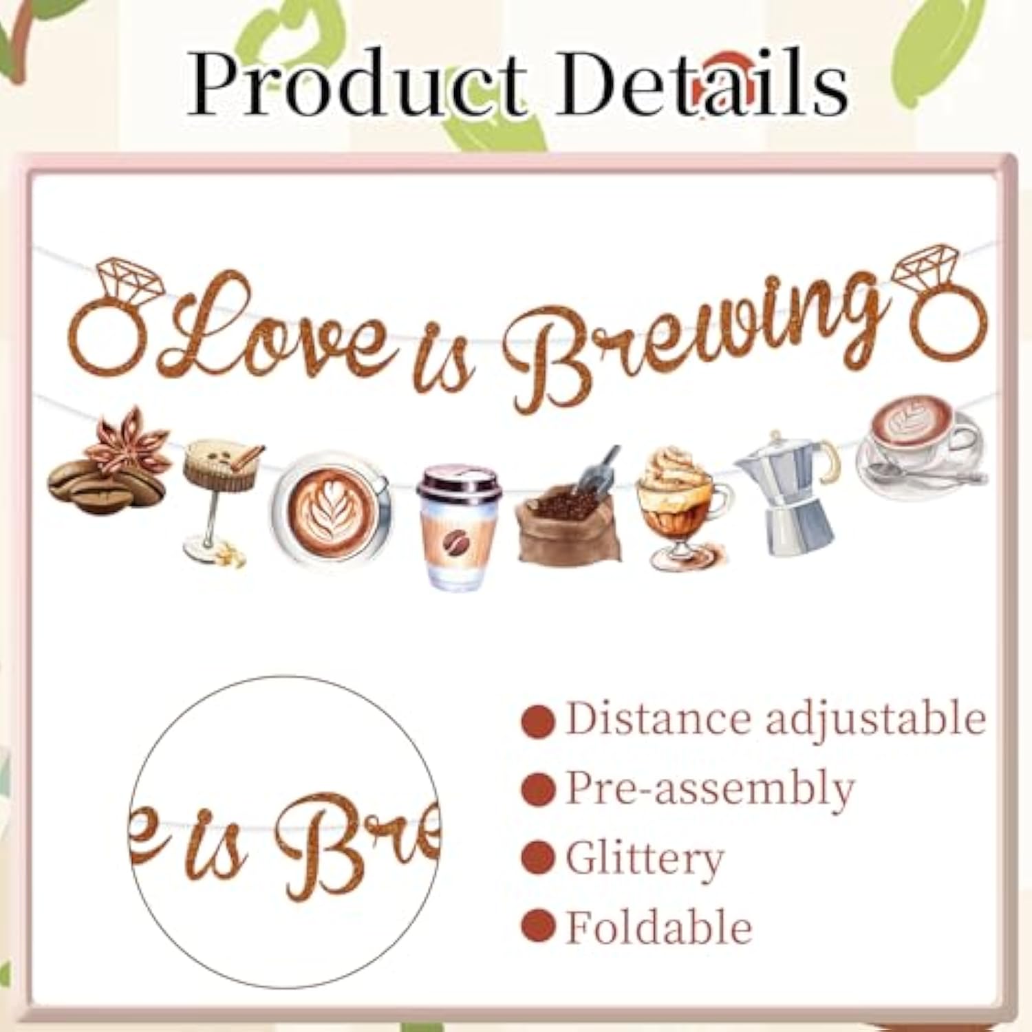 Love Is Brewing Bridal Shower Decorations, Espresso Martini Banner for Party