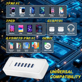 USB Fast Charger, 6-Port Portable Charging Station, Suitable for Various Devices, Compatible with iPhone, iPad, Samsung, Google, Xiaomi, Huawei and Other USB Charging Devices