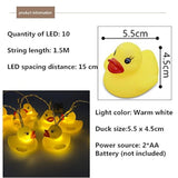 1.5 Meter Battery Powered Cute Animal Duck Shape 10 Led Fairy Lights String Lights For Halloween Christmas Thanksgiving