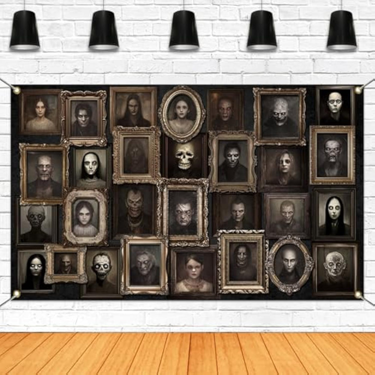 Halloween Portrait Backdrop Horror Party Banner Haunted House Photo Background 70.8x43.3in